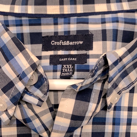 2 Shirts Croft&Barrow Easy Care Cotton XXL Tall Blue - Picture 4 of 11